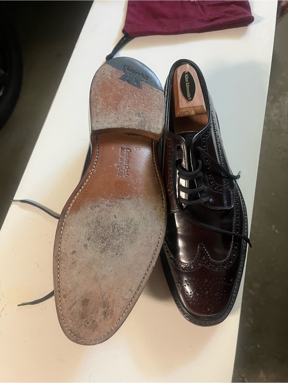 Church's Burgundy Full Brogue Leather Oxfords - Picture 3 of 7